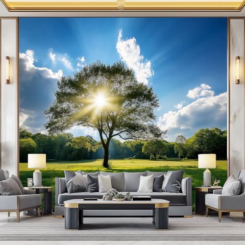 WHUOEUCO Fototapete Wandbild Grasland Bäume Landschaft 300x210 cm 3D Vlies Foto Tapete Moderne Wandtapete, für Schlafzimmer, Kinderzimmer, Küche, Esszimmer Deko Motivtapete WHUOEUCO Fototapete Wandbild Grasland Bäume Landschaft 300x210 cm 3D Vlies Foto Tapete Moderne Wandtapete, für Schlafzimmer, Kinderzimmer, Küche, Esszimmer Deko Motivtapete von WHUOEUCO