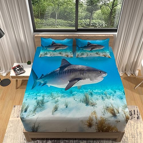 WHUOEUCO Mikrofaser Spannbettlaken 90x200 cm Hai Bettwäsche Extra Weiches Atmungsaktives Waschbares Polyester Bettlaken mit Rundumgummizug - Matratzenhöhe bis zu 30 cm WHUOEUCO Mikrofaser Spannbettlaken 90x200 cm Hai Bettwäsche Extra Weiches Atmungsaktives Waschbares Polyester Bettlaken mit Rundumgummizug - Matratzenhöhe bis zu 30 cm von WHUOEUCO