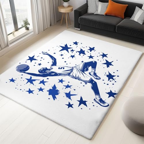 WHUOEUCO Teppich Kurzflor Modern 120x180cm Basketballspieler Teppich Wohnzimmer Waschbar, Super Weich rutschfest Flauschig Teppiche für Schlafzimmer Esszimmer Kinderzimmer WHUOEUCO Teppich Kurzflor Modern 120x180cm Basketballspieler Teppich Wohnzimmer Waschbar, Super Weich rutschfest Flauschig Teppiche für Schlafzimmer Esszimmer Kinderzimmer von WHUOEUCO