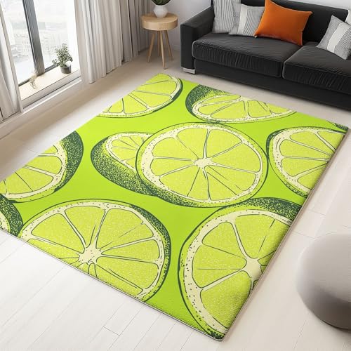 WHUOEUCO Teppich Kurzflor Modern 160x230cm Grüne Zitrone Teppich Wohnzimmer Waschbar, Super Weich rutschfest Flauschig Teppiche für Schlafzimmer Esszimmer Kinderzimmer WHUOEUCO Teppich Kurzflor Modern 160x230cm Grüne Zitrone Teppich Wohnzimmer Waschbar, Super Weich rutschfest Flauschig Teppiche für Schlafzimmer Esszimmer Kinderzimmer von WHUOEUCO
