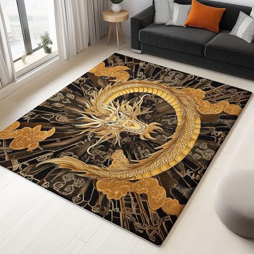 WHUOEUCO Teppich Kurzflor Modern 80x150cm Brauner Fliegender Drache Teppich Wohnzimmer Waschbar, Super Weich rutschfest Flauschig Teppiche für Schlafzimmer Esszimmer Kinderzimmer WHUOEUCO Teppich Kurzflor Modern 80x150cm Brauner Fliegender Drache Teppich Wohnzimmer Waschbar, Super Weich rutschfest Flauschig Teppiche für Schlafzimmer Esszimmer Kinderzimmer von WHUOEUCO