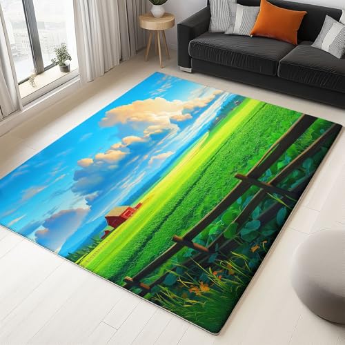 WHUOEUCO Teppich Kurzflor Modern 80x150cm Gemüsefelder Auf Dem Bauernhof Teppich Wohnzimmer Waschbar, Super Weich rutschfest Flauschig Teppiche für Schlafzimmer Esszimmer Kinderzimmer von WHUOEUCO