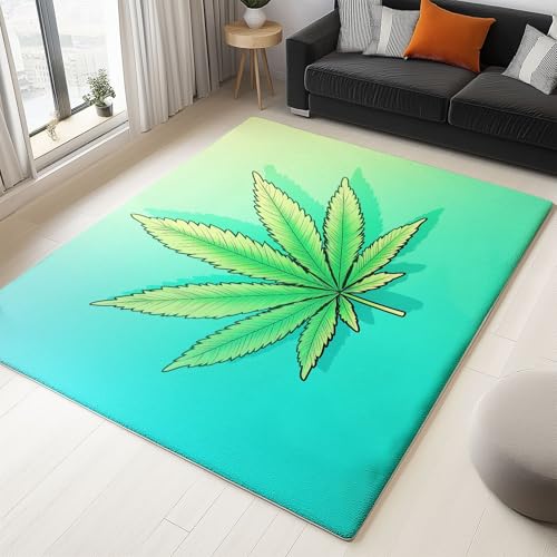 WHUOEUCO Teppich Wohnzimmer 120x180cm Grüne Blätter Großer Flauschiger Kurzflor Teppich, Waschbarer Moderner rutschfest Teppiche für Esszimmer Küchen Schlafzimmer WHUOEUCO Teppich Wohnzimmer 120x180cm Grüne Blätter Großer Flauschiger Kurzflor Teppich, Waschbarer Moderner rutschfest Teppiche für Esszimmer Küchen Schlafzimmer von WHUOEUCO