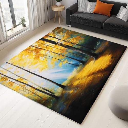WHUOEUCO Teppich Wohnzimmer 120x180cm Herbstliche Waldlandschaft Großer Flauschiger Kurzflor Teppich, Waschbarer Moderner rutschfest Teppiche für Esszimmer Küchen Schlafzimmer WHUOEUCO Teppich Wohnzimmer 120x180cm Herbstliche Waldlandschaft Großer Flauschiger Kurzflor Teppich, Waschbarer Moderner rutschfest Teppiche für Esszimmer Küchen Schlafzimmer von WHUOEUCO