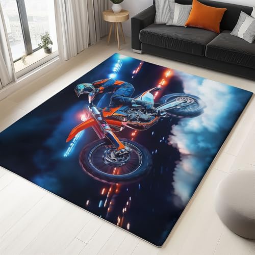 WHUOEUCO Teppich Wohnzimmer 120x180cm Moto Cross Waschbarer Kurzflor Teppiche, rutschfest 3D-Druckdesign, Pflegeleicht – Für Flur, Schlafzimmer & Esszimmer WHUOEUCO Teppich Wohnzimmer 120x180cm Moto Cross Waschbarer Kurzflor Teppiche, rutschfest 3D-Druckdesign, Pflegeleicht – Für Flur, Schlafzimmer & Esszimmer von WHUOEUCO