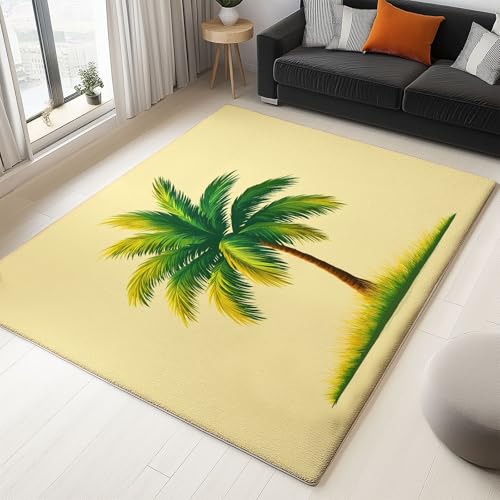 WHUOEUCO Teppich Wohnzimmer 120x180cm Tropische Pflanzen Palmen Moderner Kurzflor Teppich, Schlafzimmer Teppiche Waschbar rutschfest Design für Esszimmer Büro Bereich Dekor von WHUOEUCO