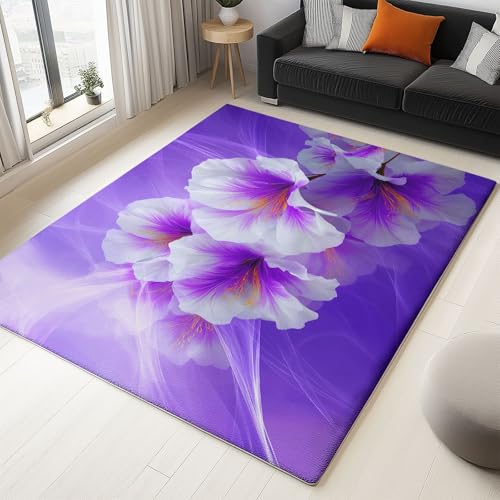 WHUOEUCO Teppich Wohnzimmer 140x200cm Blumen Lila Textur Moderner Kurzflor Teppich, Schlafzimmer Teppiche Waschbar rutschfest Design für Esszimmer Büro Bereich Dekor WHUOEUCO Teppich Wohnzimmer 140x200cm Blumen Lila Textur Moderner Kurzflor Teppich, Schlafzimmer Teppiche Waschbar rutschfest Design für Esszimmer Büro Bereich Dekor von WHUOEUCO