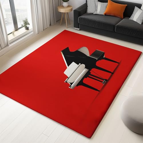 WHUOEUCO Teppich Wohnzimmer 160x230cm Klavier Schwarz Weiß Moderner Kurzflor Teppich, Schlafzimmer Teppiche Waschbar rutschfest Design für Esszimmer Büro Bereich Dekor WHUOEUCO Teppich Wohnzimmer 160x230cm Klavier Schwarz Weiß Moderner Kurzflor Teppich, Schlafzimmer Teppiche Waschbar rutschfest Design für Esszimmer Büro Bereich Dekor von WHUOEUCO