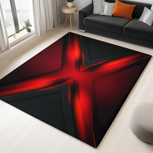 WHUOEUCO Teppich Wohnzimmer 160x230cm Rote Metallgeometrie Moderner Kurzflor Teppich, Schlafzimmer Teppiche Waschbar rutschfest Design für Esszimmer Büro Bereich Dekor WHUOEUCO Teppich Wohnzimmer 160x230cm Rote Metallgeometrie Moderner Kurzflor Teppich, Schlafzimmer Teppiche Waschbar rutschfest Design für Esszimmer Büro Bereich Dekor von WHUOEUCO