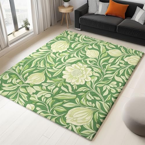 WHUOEUCO Teppich Wohnzimmer 180x240cm Blume Pflanze Rebe Moderner Kurzflor Teppich, Schlafzimmer Teppiche Waschbar rutschfest Design für Esszimmer Büro Bereich Dekor von WHUOEUCO