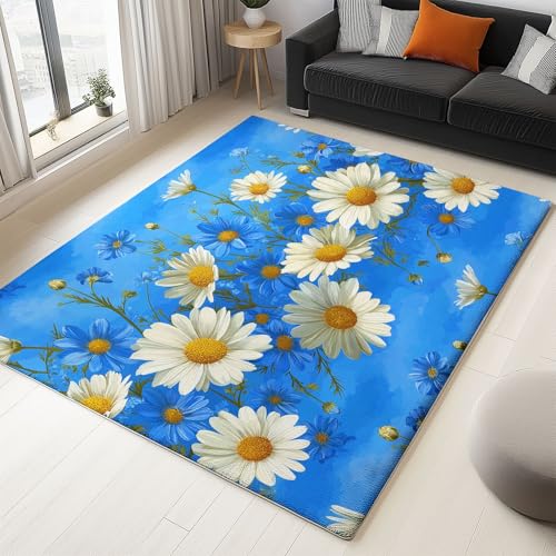 WHUOEUCO Teppich Wohnzimmer 180x240cm Blumen Gänseblümchen Moderner Kurzflor Teppich, Schlafzimmer Teppiche Waschbar rutschfest Design für Esszimmer Büro Bereich Dekor WHUOEUCO Teppich Wohnzimmer 180x240cm Blumen Gänseblümchen Moderner Kurzflor Teppich, Schlafzimmer Teppiche Waschbar rutschfest Design für Esszimmer Büro Bereich Dekor von WHUOEUCO
