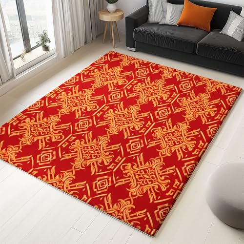 WHUOEUCO Teppich Wohnzimmer 60x120cm Abstrakte Florale Linien Moderner Kurzflor Teppich, Schlafzimmer Teppiche Waschbar rutschfest Design für Esszimmer Büro Bereich Dekor von WHUOEUCO