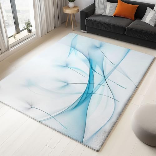 WHUOEUCO Teppich Wohnzimmer 60x120cm Blauer Löwenzahn Modern Kurzflor Anti-Rutsch Teppiche, für Schlafzimmer, Raumdekoration, Weiche Flauschiger Teppich von WHUOEUCO