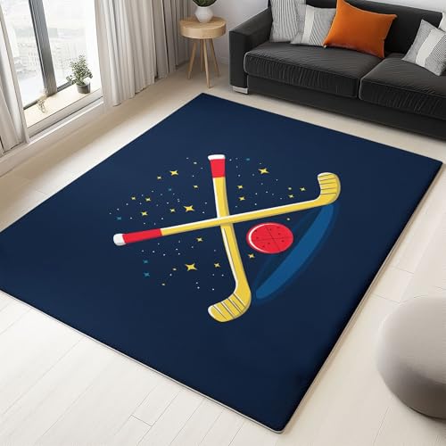 WHUOEUCO Teppich Wohnzimmer 60x120cm Eishockey Großer Flauschiger Kurzflor Teppich, Waschbarer Moderner rutschfest Teppiche für Esszimmer Küchen Schlafzimmer von WHUOEUCO