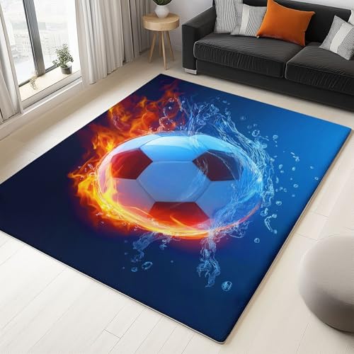 WHUOEUCO Teppich Wohnzimmer 60x120cm Fußball Wasser Feuer Elemente Waschbare Kurzflor Teppiche Großer rutschfest Carpet, für Schlafzimmer, Büro, Kinderzimmer Druck Teppich WHUOEUCO Teppich Wohnzimmer 60x120cm Fußball Wasser Feuer Elemente Waschbare Kurzflor Teppiche Großer rutschfest Carpet, für Schlafzimmer, Büro, Kinderzimmer Druck Teppich von WHUOEUCO