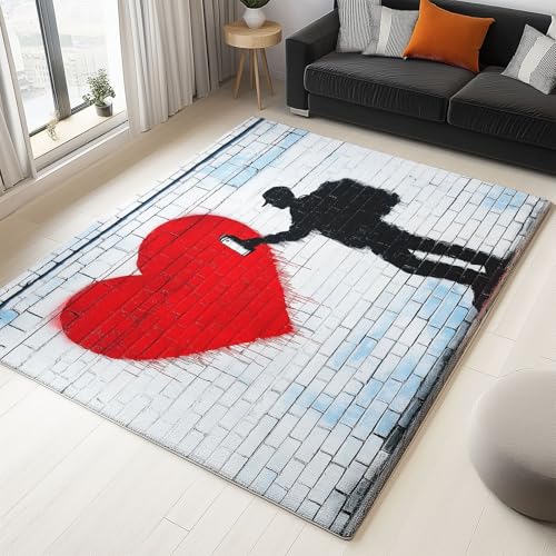 WHUOEUCO Teppich Wohnzimmer 60x120cm Graffiti Liebesjunge Waschbare Kurzflor Teppiche Großer rutschfest Carpet, für Schlafzimmer, Büro, Kinderzimmer Druck Teppich WHUOEUCO Teppich Wohnzimmer 60x120cm Graffiti Liebesjunge Waschbare Kurzflor Teppiche Großer rutschfest Carpet, für Schlafzimmer, Büro, Kinderzimmer Druck Teppich von WHUOEUCO