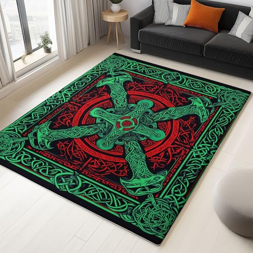 WHUOEUCO Teppich Wohnzimmer 60x120cm Grüne Wikingerrune Waschbarer Kurzflor Teppiche, rutschfest 3D-Druckdesign, Pflegeleicht – Für Flur, Schlafzimmer & Esszimmer WHUOEUCO Teppich Wohnzimmer 60x120cm Grüne Wikingerrune Waschbarer Kurzflor Teppiche, rutschfest 3D-Druckdesign, Pflegeleicht – Für Flur, Schlafzimmer & Esszimmer von WHUOEUCO