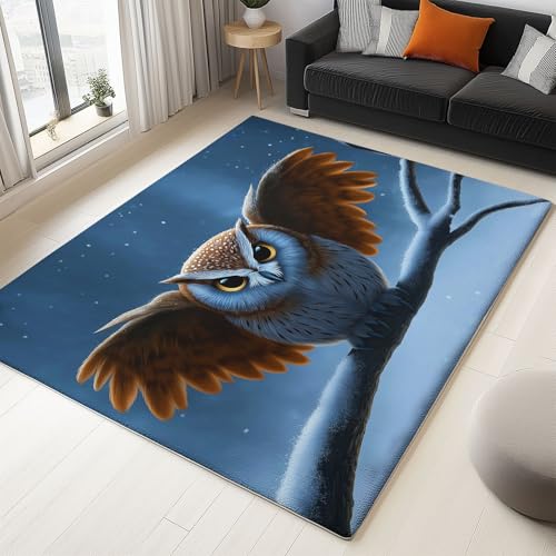 WHUOEUCO Teppich Wohnzimmer 80x150cm Fantasie Tier Eule Waschbare Kurzflor Teppiche Großer rutschfest Carpet, für Schlafzimmer, Büro, Kinderzimmer Druck Teppich WHUOEUCO Teppich Wohnzimmer 80x150cm Fantasie Tier Eule Waschbare Kurzflor Teppiche Großer rutschfest Carpet, für Schlafzimmer, Büro, Kinderzimmer Druck Teppich von WHUOEUCO