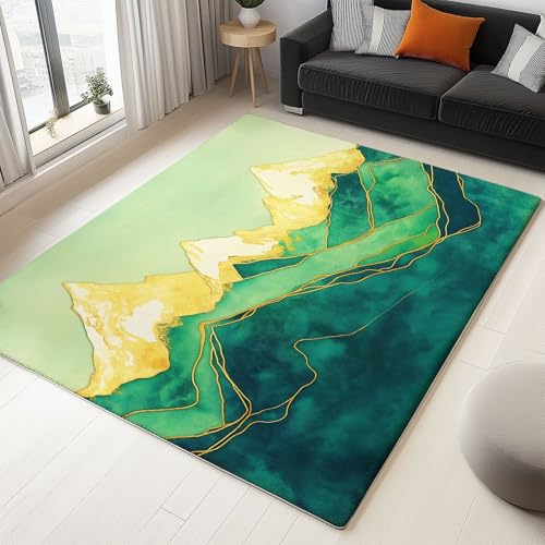 WHUOEUCO Teppich Wohnzimmer 80x150cm Grüne Abstrakte Berge Waschbarer Kurzflor Teppiche, rutschfest 3D-Druckdesign, Pflegeleicht – Für Flur, Schlafzimmer & Esszimmer WHUOEUCO Teppich Wohnzimmer 80x150cm Grüne Abstrakte Berge Waschbarer Kurzflor Teppiche, rutschfest 3D-Druckdesign, Pflegeleicht – Für Flur, Schlafzimmer & Esszimmer von WHUOEUCO