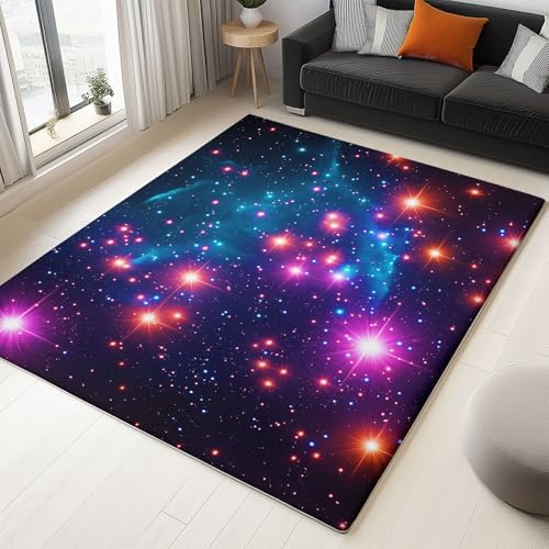 WHUOEUCO Teppich Wohnzimmer 80x150cm Lila Leuchtende Galaxie Waschbare Kurzflor Teppiche Großer rutschfest Carpet, für Schlafzimmer, Büro, Kinderzimmer Druck Teppich WHUOEUCO Teppich Wohnzimmer 80x150cm Lila Leuchtende Galaxie Waschbare Kurzflor Teppiche Großer rutschfest Carpet, für Schlafzimmer, Büro, Kinderzimmer Druck Teppich von WHUOEUCO