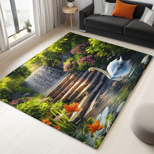 WHUOEUCO Teppich Wohnzimmer 80x150cm Schwanenblumenpflanze Waschbarer Kurzflor Teppiche, rutschfest 3D-Druckdesign, Pflegeleicht – Für Flur, Schlafzimmer & Esszimmer WHUOEUCO Teppich Wohnzimmer 80x150cm Schwanenblumenpflanze Waschbarer Kurzflor Teppiche, rutschfest 3D-Druckdesign, Pflegeleicht – Für Flur, Schlafzimmer & Esszimmer von WHUOEUCO