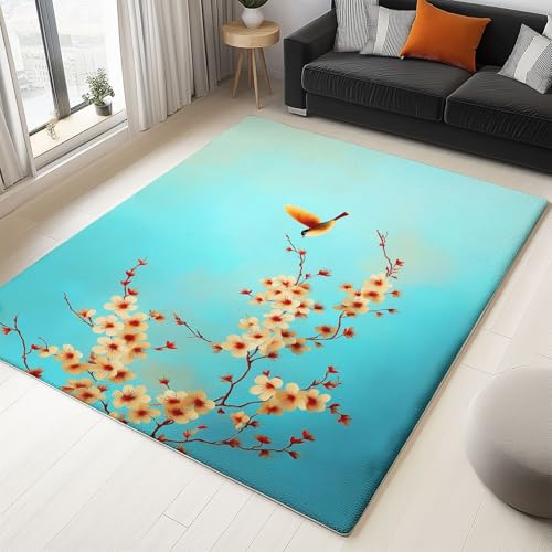 WHUOEUCO Teppich Wohnzimmer 80x150cm Traditioneller Chinesischer Kirschblütenvogel Großer Flauschiger Kurzflor Teppich, Waschbarer Moderner rutschfest Teppiche für Esszimmer Küchen Schlafzimmer WHUOEUCO Teppich Wohnzimmer 80x150cm Traditioneller Chinesischer Kirschblütenvogel Großer Flauschiger Kurzflor Teppich, Waschbarer Moderner rutschfest Teppiche für Esszimmer Küchen Schlafzimmer von WHUOEUCO