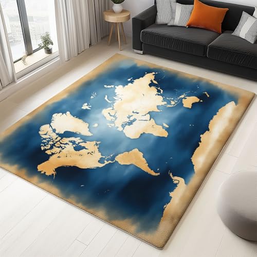 WHUOEUCO Teppich Wohnzimmer Waschbar 160x230cm Aquarell Weltkarte Schlafzimmer Teppich rutschfest,Teppiche Kurzflor Moderner, für Esszimmer Küche Büro, Super Weich Flauschig WHUOEUCO Teppich Wohnzimmer Waschbar 160x230cm Aquarell Weltkarte Schlafzimmer Teppich rutschfest,Teppiche Kurzflor Moderner, für Esszimmer Küche Büro, Super Weich Flauschig von WHUOEUCO