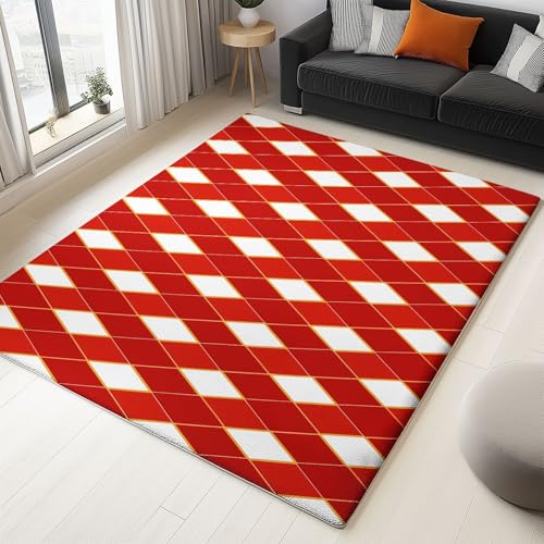 WHUOEUCO Teppich Wohnzimmer Waschbar 160x230cm Rote Rautengeometrie Schlafzimmer Teppich rutschfest,Teppiche Kurzflor Moderner, für Esszimmer Küche Büro, Super Weich Flauschig WHUOEUCO Teppich Wohnzimmer Waschbar 160x230cm Rote Rautengeometrie Schlafzimmer Teppich rutschfest,Teppiche Kurzflor Moderner, für Esszimmer Küche Büro, Super Weich Flauschig von WHUOEUCO