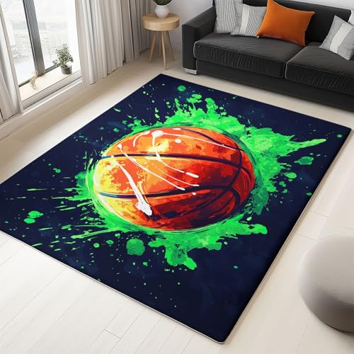 WHUOEUCO Teppich Wohnzimmer Waschbar 80x150cm Basketball Graffiti Schlafzimmer Teppich rutschfest,Teppiche Kurzflor Moderner, für Esszimmer Küche Büro, Super Weich Flauschig WHUOEUCO Teppich Wohnzimmer Waschbar 80x150cm Basketball Graffiti Schlafzimmer Teppich rutschfest,Teppiche Kurzflor Moderner, für Esszimmer Küche Büro, Super Weich Flauschig von WHUOEUCO