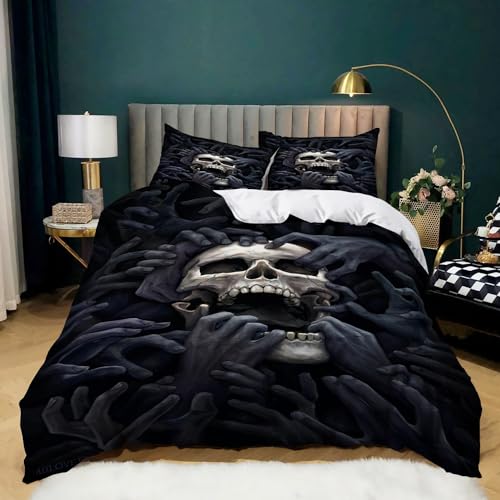 WHUOEUCO Totenkopf Bettwäsche Schädel Bettbezug Set 220x240 cm Weiche Komfort Microfaser Bettwäsche Set Mit Reißverschluss Und 2 Kissenbezug 80 x 80cm WHUOEUCO Totenkopf Bettwäsche Schädel Bettbezug Set 220x240 cm Weiche Komfort Microfaser Bettwäsche Set Mit Reißverschluss Und 2 Kissenbezug 80 x 80cm von WHUOEUCO
