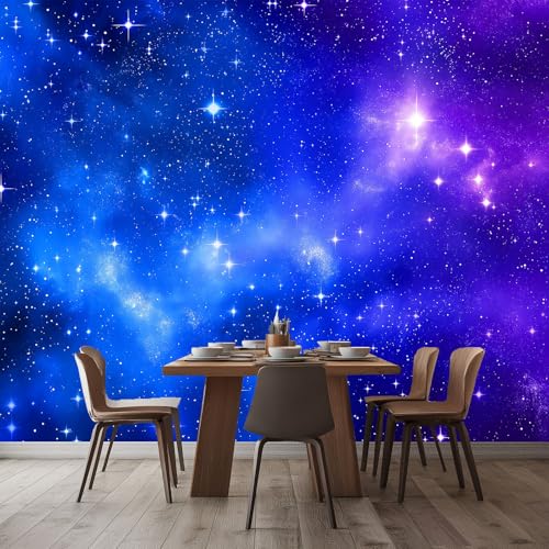 WHUOEUCO Vlies Fototapete Blauer Sternenhimmel 350x256 cm Wandbilder Tapete Art Fototapete, 3D Effekt Wandtapete für Wohnzimmer, Schlafzimmer, Büro, Küche, Kinderzimmer WHUOEUCO Vlies Fototapete Blauer Sternenhimmel 350x256 cm Wandbilder Tapete Art Fototapete, 3D Effekt Wandtapete für Wohnzimmer, Schlafzimmer, Büro, Küche, Kinderzimmer von WHUOEUCO