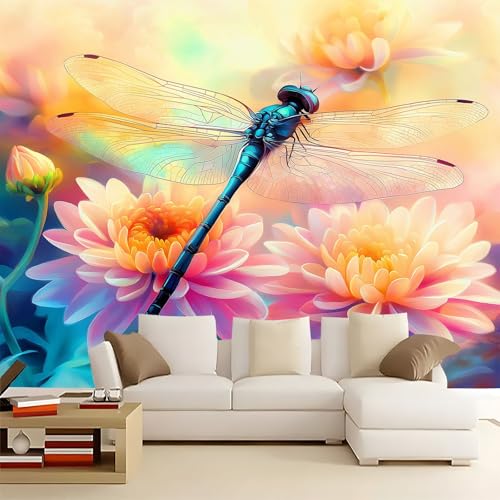 WHUOEUCO Vlies Fototapete Chrysantheme Libelle 500x280 cm Foto Tapete Art Wandtapete, Schlafzimmer Wohnzimmer Moderne Motivtapeten, 3D Effekt Bildtapete Wand Dekoration WHUOEUCO Vlies Fototapete Chrysantheme Libelle 500x280 cm Foto Tapete Art Wandtapete, Schlafzimmer Wohnzimmer Moderne Motivtapeten, 3D Effekt Bildtapete Wand Dekoration von WHUOEUCO