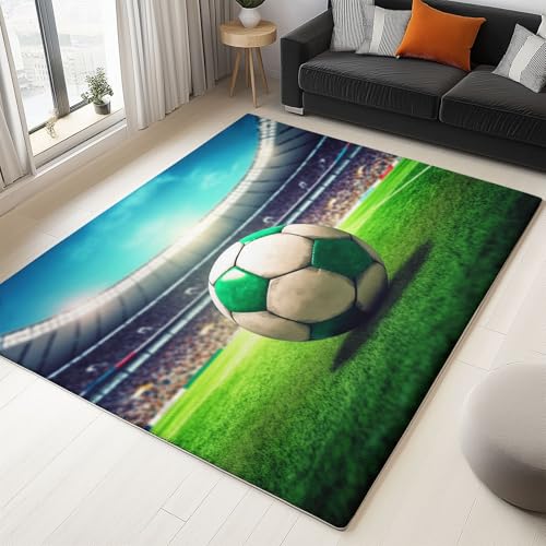 WHUOEUCO Waschbarer Teppich 120x180cm Fußballplatz Moderner 3D-Druck Teppich, rutschfest Kurzflor Matte für Flur, Eingangsbereich, Wohnzimmer und Schlafzimmer WHUOEUCO Waschbarer Teppich 120x180cm Fußballplatz Moderner 3D-Druck Teppich, rutschfest Kurzflor Matte für Flur, Eingangsbereich, Wohnzimmer und Schlafzimmer von WHUOEUCO