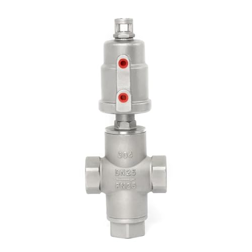 1 STÜCK DN25 Dreiwege-Pneumatik-Sitzventil 16bar normalerweise geschlossenes pneumatisches Stellglied-Schrägsitzventil for Dampf, Gas, Öl(Double Acting) von WHVAVFQI