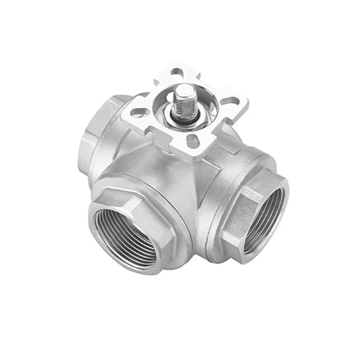 Dreiwege-Pneumatik-Hochplattform-Kugelhahn Edelstahl-Dreiwegeventil pneumatischer Ventilkörper mit Innengewinde(T-type,1/2 inch) von WHVAVFQI