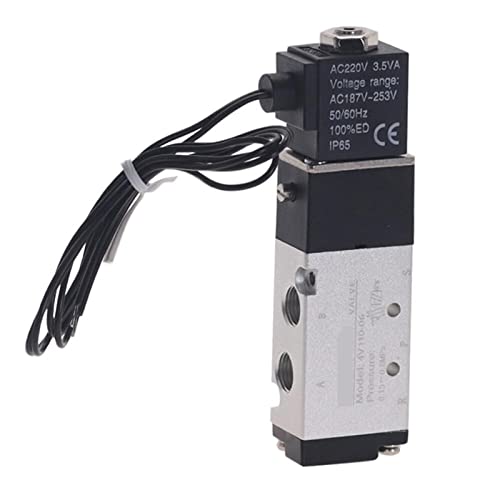 WHVAVFQI Magnet-Pneumatikventil 4V110-06, 5-Wege-Anschluss, 2 Positionen, Luftkompressor, 12 V, 24 V, 110 V, 220 V, 1 Stück(ONLY 4V110-06 Wire,AC110V) von WHVAVFQI