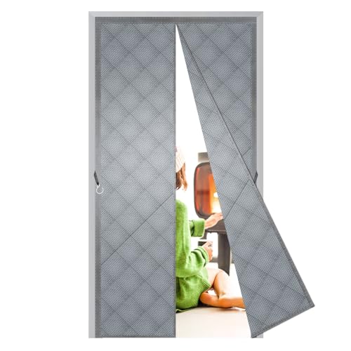 Magnetischer Wärmeschutzvorhang für Türen 110x260cm,Thermo Isolier Vorhang mit Magnetverschluss gegen Kälte, Hitze, Zugluft und Lärm für Haustür,Wohnmobil,Garage,Grau Magnetischer Wärmeschutzvorhang für Türen 110x260cm,Thermo Isolier Vorhang mit Magnetverschluss gegen Kälte, Hitze, Zugluft und Lärm für Haustür,Wohnmobil,Garage,Grau von WHXQSH