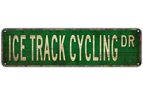 Metallschild Blechschilder Ice Track Cycling DR Vintage Schild Lustige Metallschilder Retro Blechschilder Aluminium Metallschild für Büro Küche Garten Wand Bab Club Kaffee Heimdekoration 15,2 x 40,6 von WHYATT