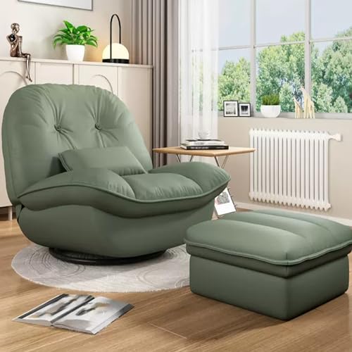 WHYATT Schaukelstuhl Mit Hocker, Schaukelstuhl für Den Innenbereich, Drehbarer Schaukelstuhl, Extra Breiter Schaukelstuhl, Relaxliege Wohnzimmer (Color : Green, Size : B) von WHYATT