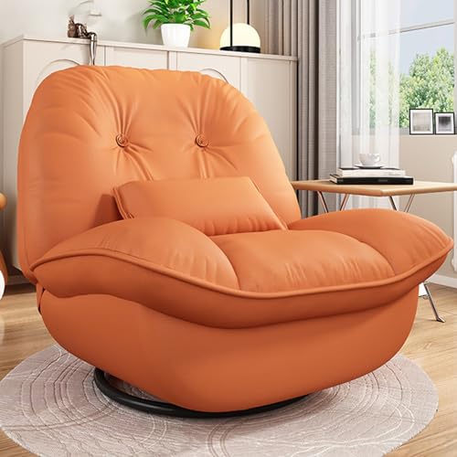 WHYATT Schaukelstuhl Mit Hocker, Schaukelstuhl für Den Innenbereich, Drehbarer Schaukelstuhl, Extra Breiter Schaukelstuhl, Relaxliege Wohnzimmer (Color : Orange, Size : A) von WHYATT