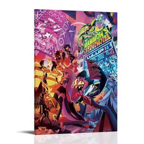 WHYUOH Helluva Boss Hazbin Hotel, amerikanisches Fernsehen, Cartoon-Poster, Leinwand, Wandkunst, Heimdekoration, Gemälde, dekorative Poster für Wohnzimmer, Schlafzimmer, 50 x 75 cm, Rahmenstil WHYUOH Helluva Boss Hazbin Hotel, amerikanisches Fernsehen, Cartoon-Poster, Leinwand, Wandkunst, Heimdekoration, Gemälde, dekorative Poster für Wohnzimmer, Schlafzimmer, 50 x 75 cm, Rahmenstil von WHYUOH