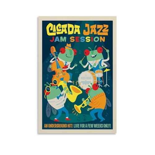 WHYUOH Poster auf Leinwand, Motiv: Zikaden-Invasion, Zikada, Jazz, Jam, Session, Wandkunst, Heimdekoration, Gemälde, dekorative Poster für Wohnzimmer, Schlafzimmer, 20 x 30 cm, ungerahmt WHYUOH Poster auf Leinwand, Motiv: Zikaden-Invasion, Zikada, Jazz, Jam, Session, Wandkunst, Heimdekoration, Gemälde, dekorative Poster für Wohnzimmer, Schlafzimmer, 20 x 30 cm, ungerahmt von WHYUOH