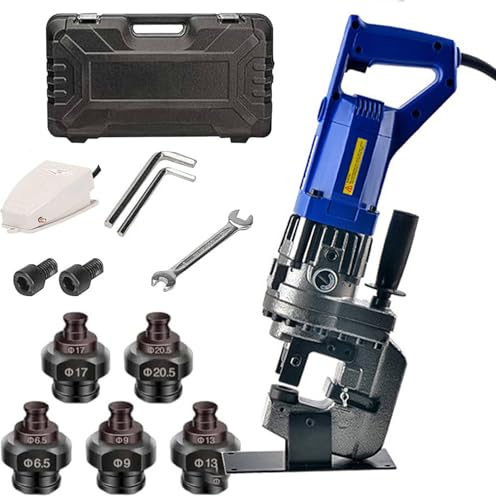 1300 W elektrischer hydraulischer Locher, 110 V/220 V Stanzmaschine, kleine Kanalstahlstanzmaschine mit 5 Matrizen, für Stahlplatten, Eisenplatten, Kupfer-Aluminiumplatten,220V von WHYYDSS