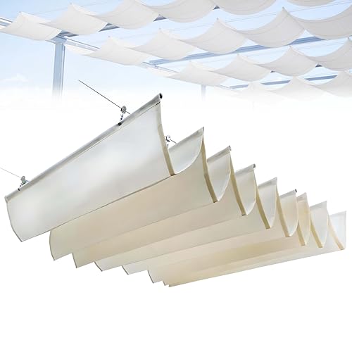 Einziehbare Wellen-Pergola-Schattenabdeckung, einziehbare Wellenmarkise, langlebiges Garten-Sonnensegel, Sonnenschutz, Pergola-Überdachungssatz,Grey-1 * 19m(3.28 * 62.32ft) von WHYYDSS