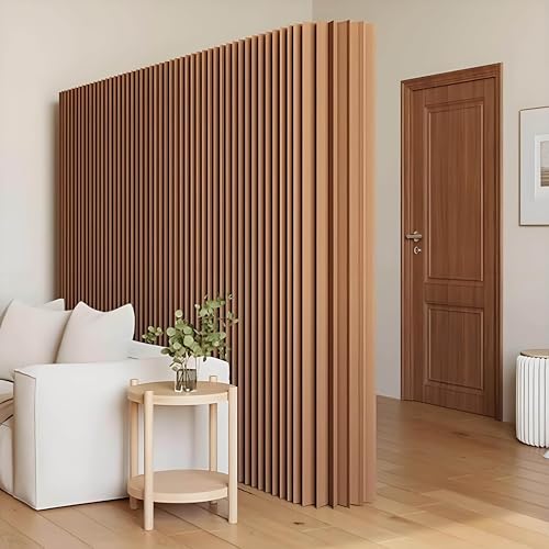 Moderner Raumteiler aus Papier, faltbarer, einziehbarer Raumteiler, multifunktionaler Sichtschutz, freistehender Raumteiler aus Papier,Brown-5 * 2.2m/16.4 * 7.21FT von WHYYDSS
