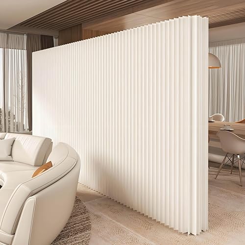 Moderner Raumteiler aus Papier, faltbarer, einziehbarer Raumteiler, multifunktionaler Sichtschutz, freistehender Raumteiler aus Papier,White-2 * 2.2m/6.5 * 7.21FT von WHYYDSS