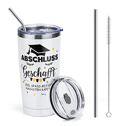 Abschluss Geschenke Tasse,Geschenk Studium Ausbildung Bachelor Realschule Jungs Mädchen, Edelstahl Trinkbecher Doppelwandiger Becher für Schüler & Studenten zum Abschluss Deko Abschlussgeschenk Schule von WIAZZLUK