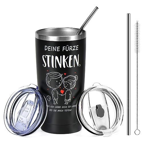 WIAZZLUK Männer Geschenke für Partner Ehemann Freund, 20OZ Kaffeebecher Doppelwandiges Trinkglas, Weihnachtsgeschenke Jahrestag Ich Liebe Dich Geschenk für Ihn, Geburtstagsgeschenk Becher 600ml von WIAZZLUK