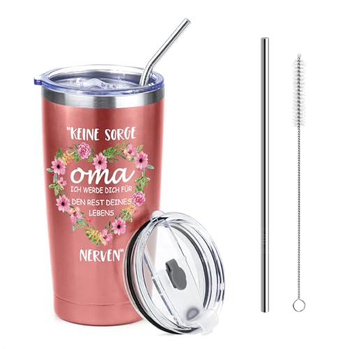 WIAZZLUK Weihnachtsgeschenke Für Oma, Geburtstagsgeschenk Für Oma, 20oz Tasse Mit Doppelwandiger Isolierter Kaffeebecher 600ml,Geschenke Für Oma,Geschenk Oma Geburtstag,Oma Geschenke Zum Geburtstag von WIAZZLUK