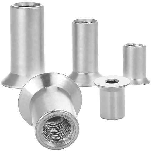 10 Stück Hülsenmuttern mit Senkkopf M4x12 Edelstahl A1 Innensechskant Möbelmuttern WIBTEC® von WIBTEC